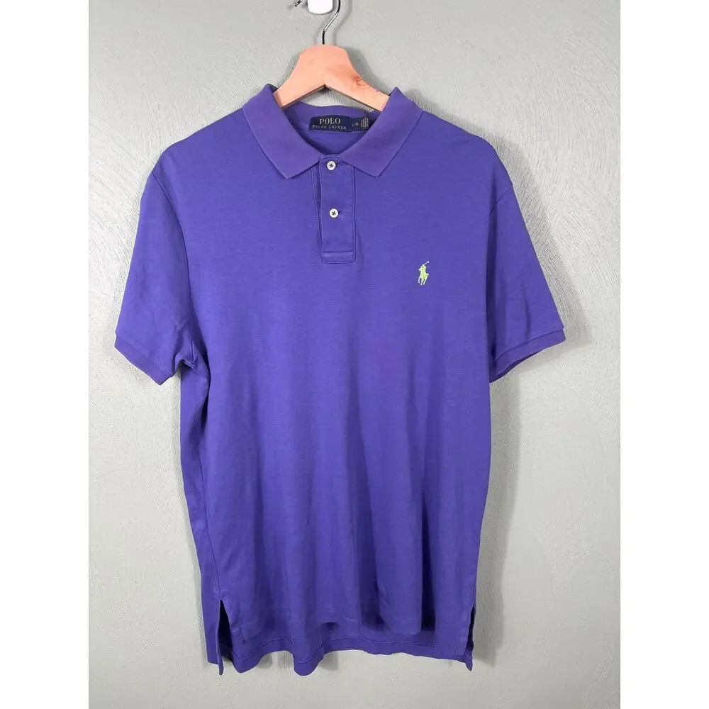 Polo Ralph Lauren Men's Size Large Purple Cotton Casual Short Sleeves Polo Shirt